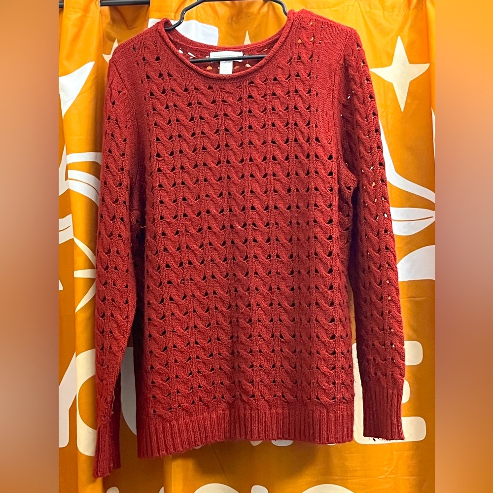 Women’s Christopher&Banks Cable knit burgundy sweater XL